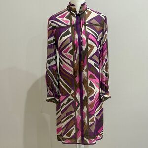 Vintage Emilio Pucci  100% Silk Midi Geometric Patterned Dress  Size 8